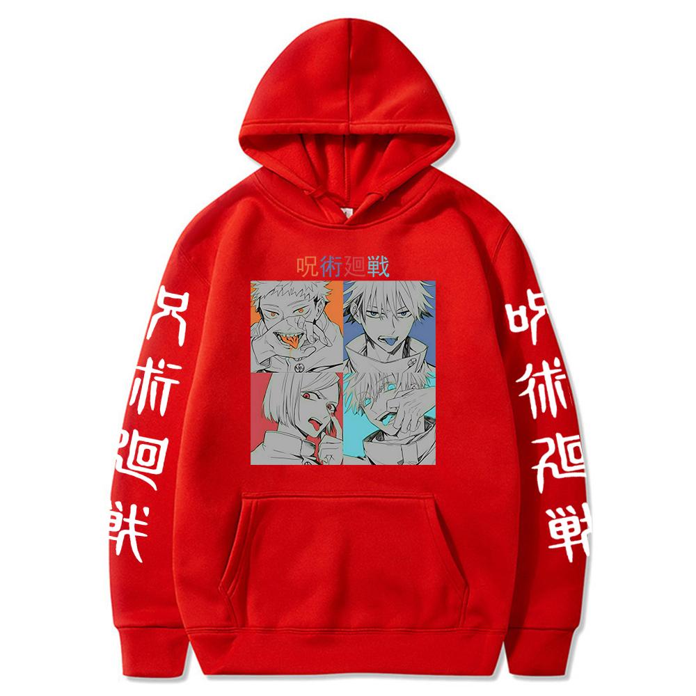 Japanese Anime Hoodies Jujutsu Kaisen Graphic Hoodie Oversized Hooded Vintage Long Sleeves Men Women Clothes