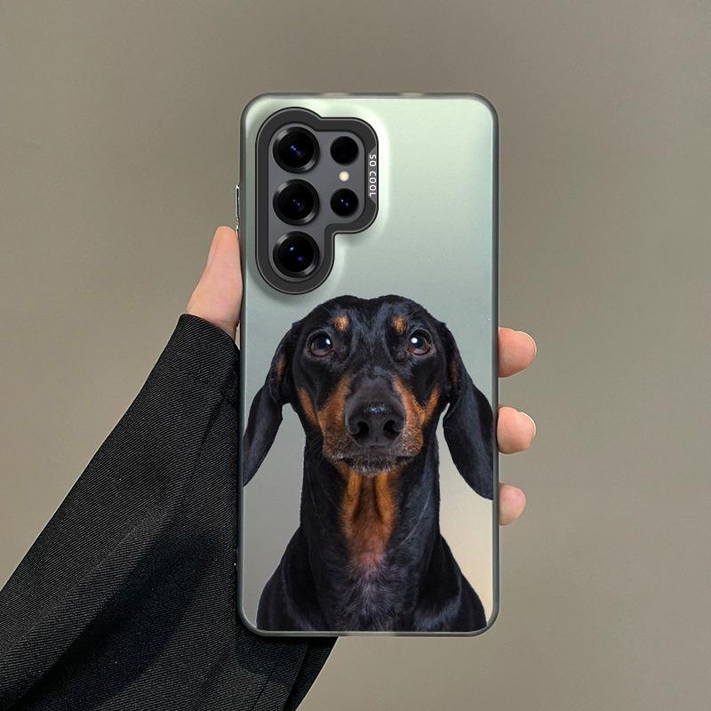 Color Phone Case For Samsung Galaxy S26 S25 S24 S23 S22 Ultra S20 S10 S21 FE 5G Plus Silver IMD Cover Dachshund Sausage Dog