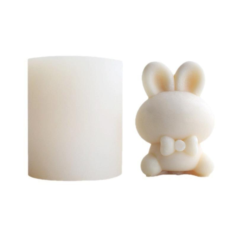 3D Easter Bunny Candle Mold Handmade Craft Gypsum Fondant Cake Decoration DIY Silicone Clay Soap Mould for Candle Making