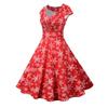 X Christmas Dress: Women's European and American Retro Style with Square Collar and Printed Sleeves
