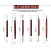 Red Six-Piece Wooden Pottery Clay Carving and Trimming Tool Set