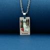 Stainless Steel Cat Tarot Card Necklace for Men Women Animal Divination Jewelry Accessory