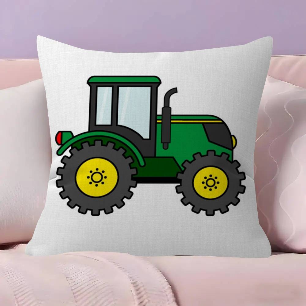 Car Tractor Decorative Double-sided Printed pillow cover Short plush Suitable living rooms bedrooms sofas throw cushion cover