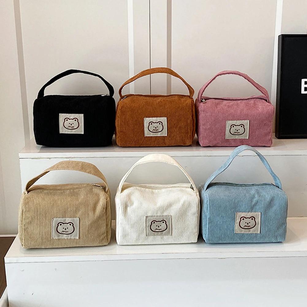 Women Fashion Large Capacity Soft Handbag With Handle Universal Classic Comfortable Cute Bear Cosmetic Bag Women Handbag