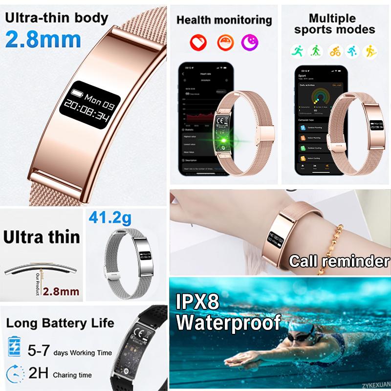Fashion Women Smart Bracelet Heart Rate Sports Fitness Tracker 10ATM Waterproof Pedometer Call Reminder Smartwatch Men  New