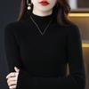 Women Sweaters Pullovers 2025 Autumn Winter Long Sleeve Half high collar Black Knitted Sweater Women Tops Pullover JJ71