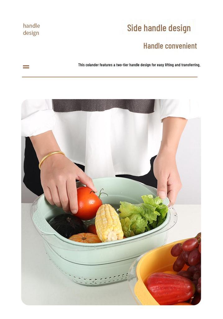 Transparent PET Plastic Multi-purpose Draining Basket - Drop-Resistant, Dustproof, Ideal for Vegetables & Fruits