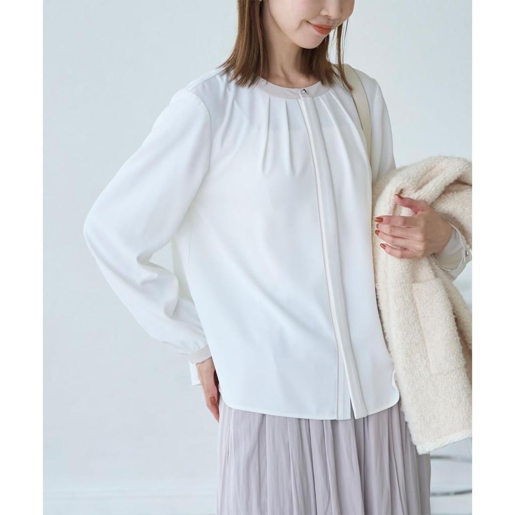 ROPE PICNIC Piping Tuck White Women's Blouse, (11)