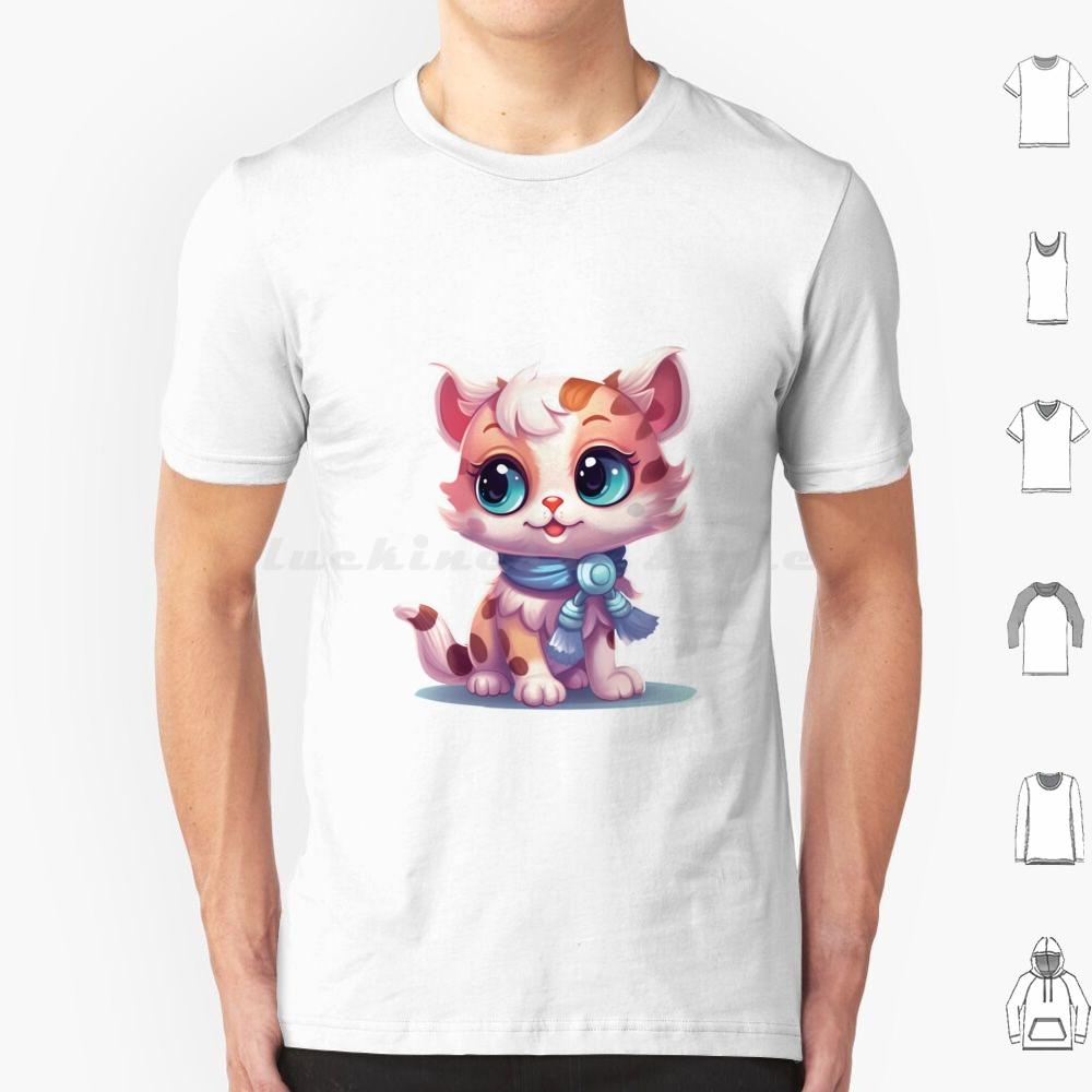 Kawaii Lovely Cat T Shirt Big Size 100 Cotton Cute Cat Illustration Cartoony Cat Design Meowing Cat Art Playful Cat Drawing