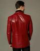 Men Red Leather Blazer Coat Halloween Fashion Stylish SlimFit Real Soft Lambskin