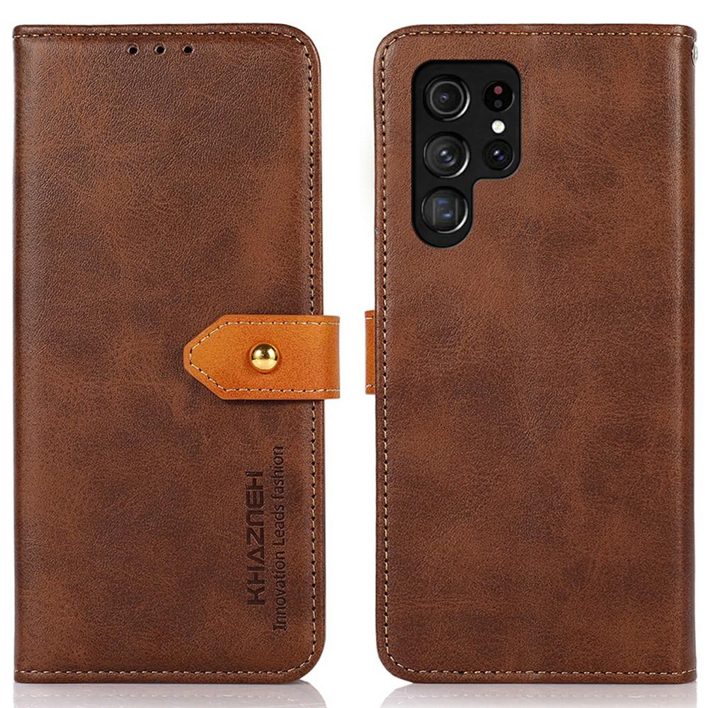 

KHAZNEH Для Samsung Galaxy S25 Ultra Кошелек Чехол для телефона Подставка Кожаная откидная крышка Brown