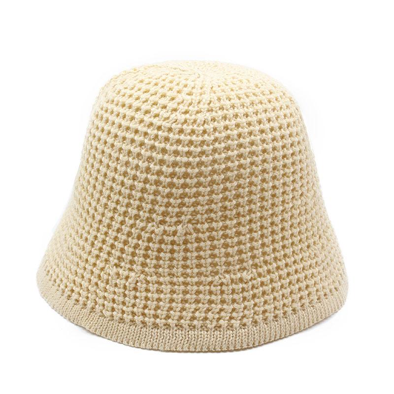 Female Summer Beach Sunshade Sunscreen Hat Knitted Sun Hat Hollow Versatile Face Small Bucket Hat