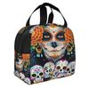 Day of The Dead Mexican Catrina Skull Print Lunch Bag Portable Thermal Cooler Insulated Bento Box for Kids Food Tote Bags
