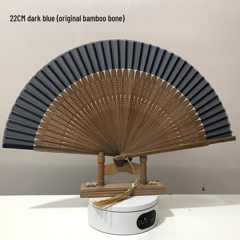 Classic Black Bamboo Folding Fan - Chinese Style Mosquito Repellent for a Cool Summer Breeze