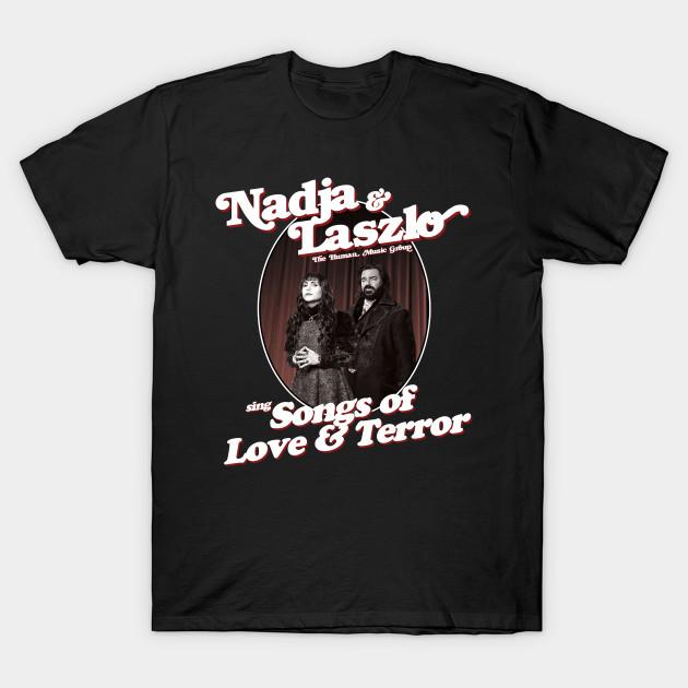 

Men Black Print T-shirt Nadja & Laszlo Sing Songs Of Love And Terror No-Cut Transfer Paper Print Cotton Tshirt 2XL чорний