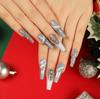 24 Stück Weihnachtskleidung Rüstung Schneeflocke Liebe Schneemann Maniküre Kurze Mandel Schleife Europäisch und Amerikanisch Lange Nagelstücke