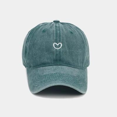 Unisex Washed Cotton Baseball Cap Embroidered Love Sun Protection Camping Hat Adjustable Soft Top Sunscreen Cap Women Men