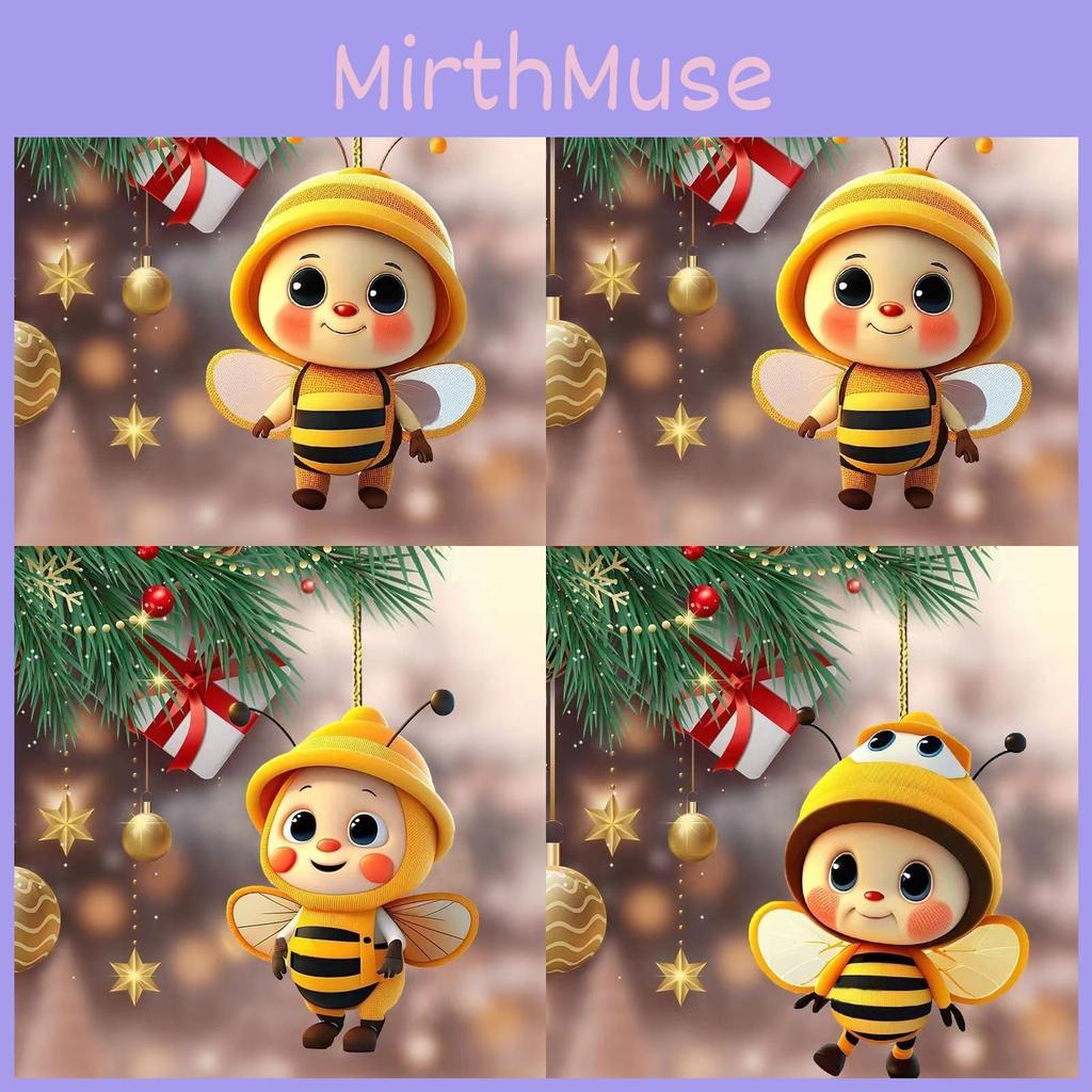 Car Accessory Acrylic Bee Mirror Pendant With Christmas Tree For Holiday Decor