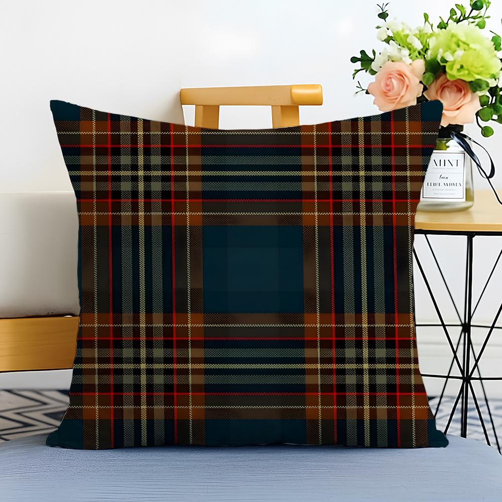 scottish Tartan Cushion Cover Washable Linen comfort Soft  for Sofa Bed Cozy Home Room Decor