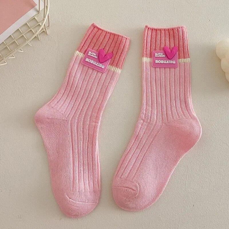 

1 пара мягких детских носков для девочек, модные простые разноцветные яркие носки до середины икры для девочек, хлопковые весенне-осенние школьные носки XL