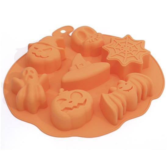 6 Holes Silicone Halloween Ghost Pumpkin Skull DIY Baking Chocolate Cake Mould Sale Goods