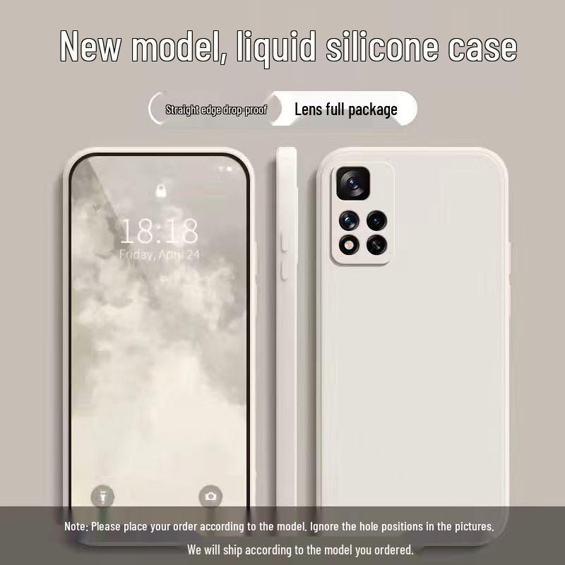 Redmi Note 11 Pro Liquid Silicone Case: Solid Color, Full Coverage, Anti-Drop, Straight Edge Design