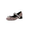 Fashion New Spring/summer Square Toe Bow Pearl Mary Jane Shoes for Women Fashion Gladiator Shoes Women Chunky Heels Women Pumps