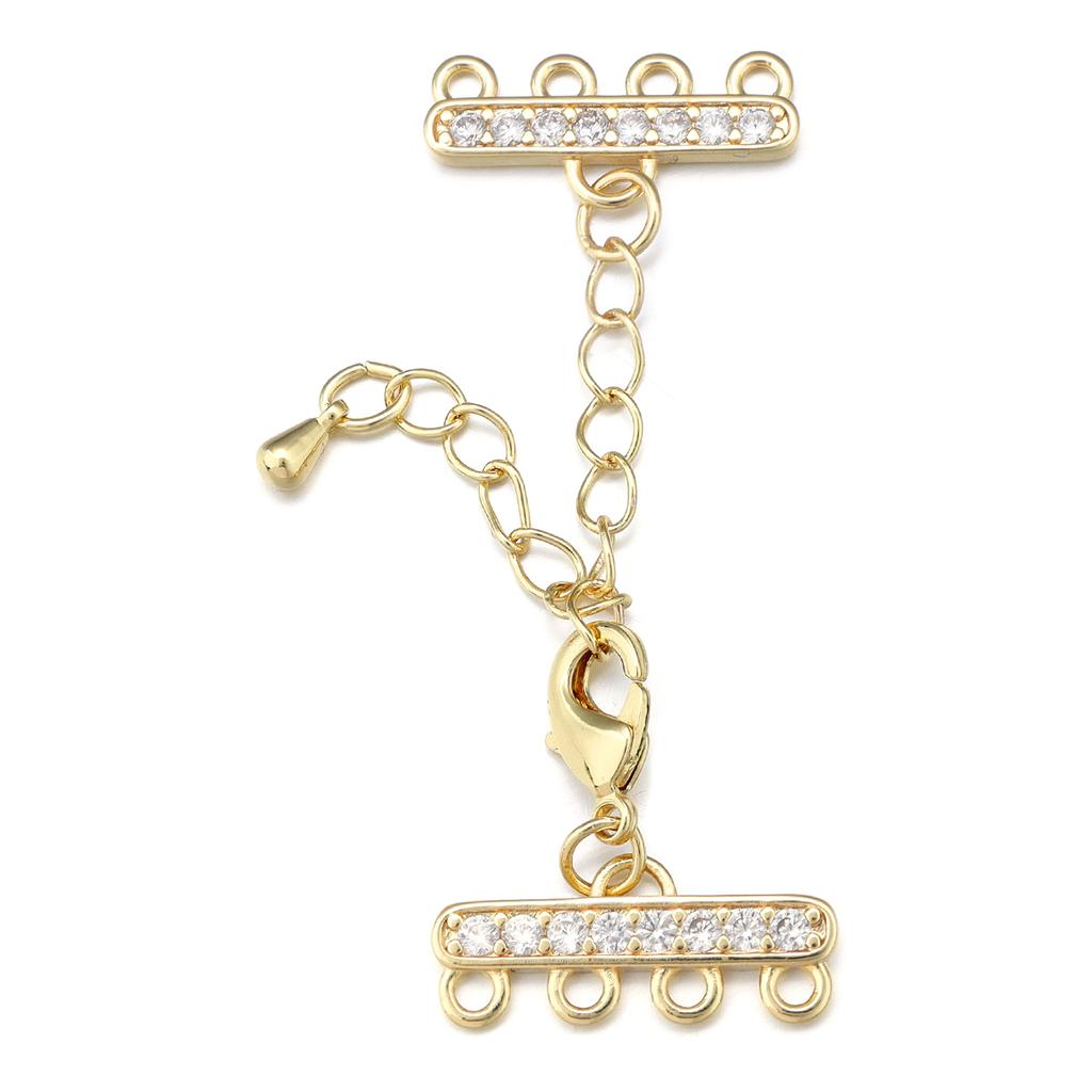 1 set Fermaglio Aragosta Placcato Oro Intarsiato Zircone Connettore Catena di Estensione Per Creazione Gioielli Braccialetti Fai da Te Connettori per Collane
