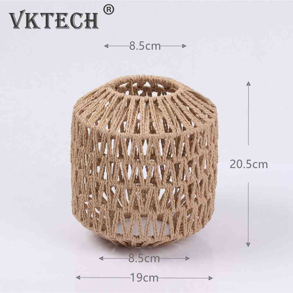 1pc Simulated Rattan Lamp Cover Handmade Woven Chandelier Vintage Lampshade Home Decor Hanging Pendant Bedroom