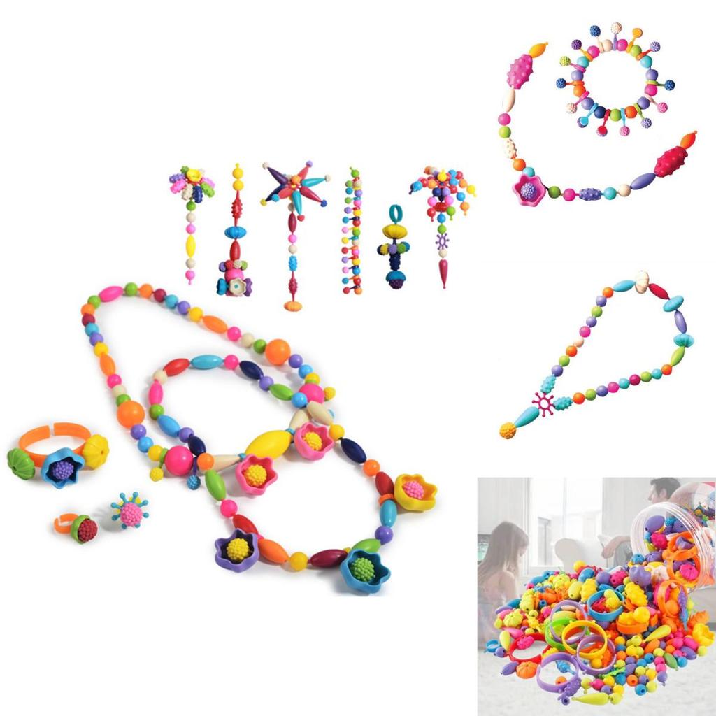 Children's Pop Bead Handmade Diy Material Puzzle Insert Play Little Girl Necklace Bracelet Kindergarten Girl Toy Plastic/plastic 200-1000 Beads