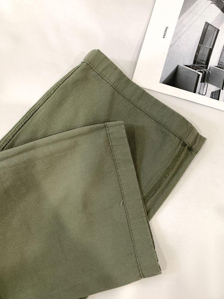 Green High Waist Retro Wide-Leg Work Pants for Tall Individuals