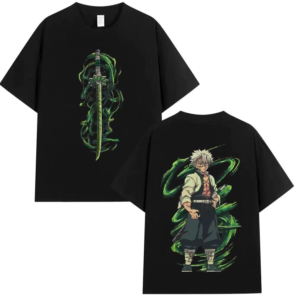 Anime Demon Slayer: Kimetsu no Yaiba Sanemi Shinazugawa Graphic T-shirt, Unisex Cartoon Casual Short Sleeve T-Shirt 4XL