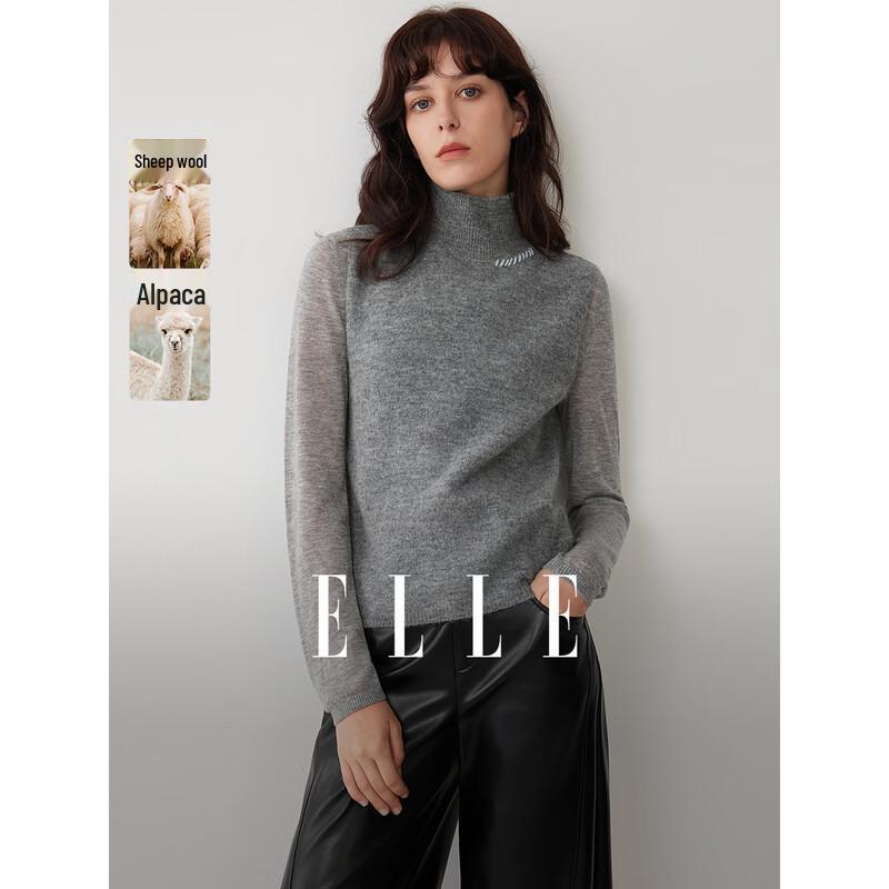 ELLE Women s High-Neck Merino Wool Alpaca Sweater M