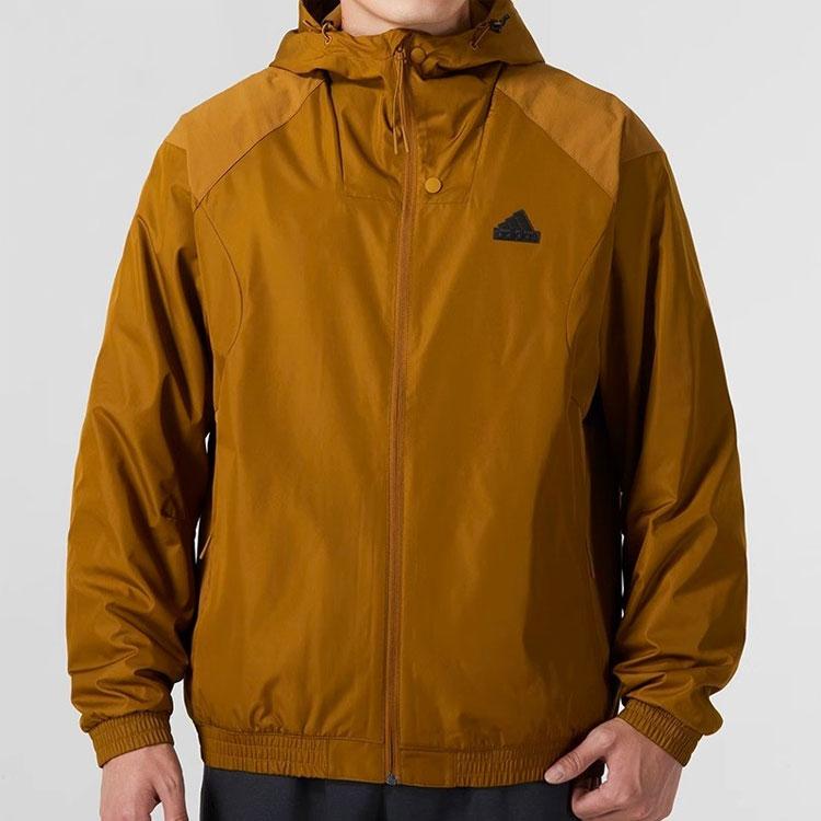 Adidas Color Block Casual Hooded Woven Running Jacket Men Jacket Khaki IP4921