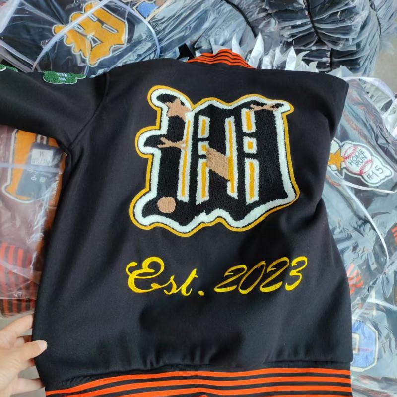 American Baseball Jacket Heavyweight Embroidered Wool Blend Loose Fit Men Women Couple Style Winter