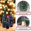 Mini Christmas Tree Small Artificial Snow Flocked Pencil Tree with LED Lights Tabletop Tree Ornaments with Wooden Base for Xmas Home Decor