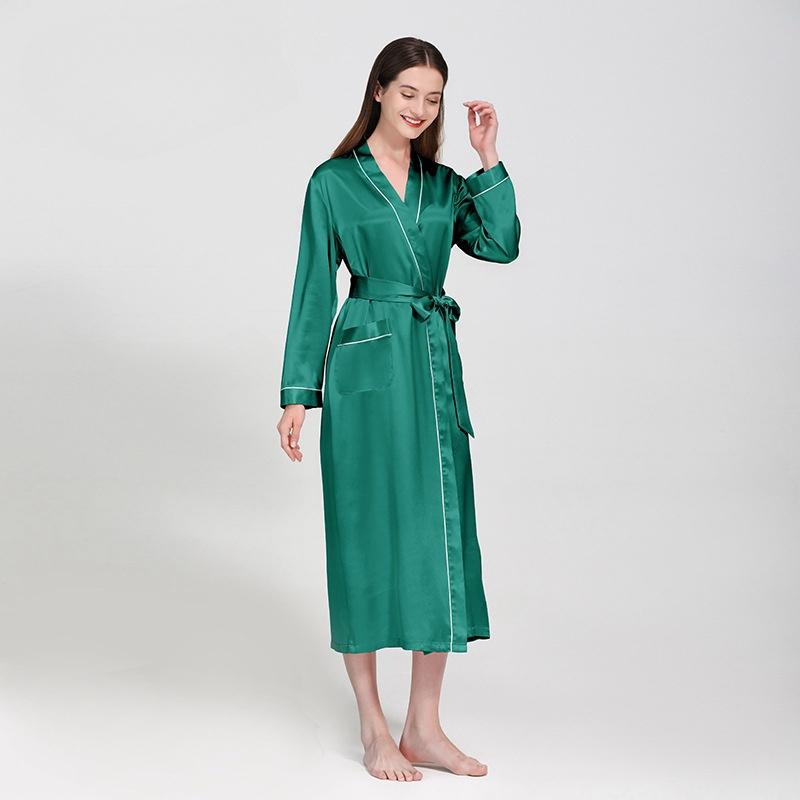 Mulberry Silk Long Wedding Bride Bridesmaid Robe Ladies Morning Dress Women Night Peniva Pure Silk Sexy Kimono Robe