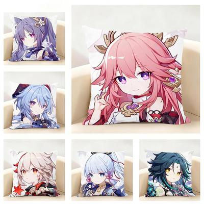 Cute Popular Game H-Honkai I-Impact Cushion Cover Linen Pillowcase Soft For Sofa Bed Home Room Decor