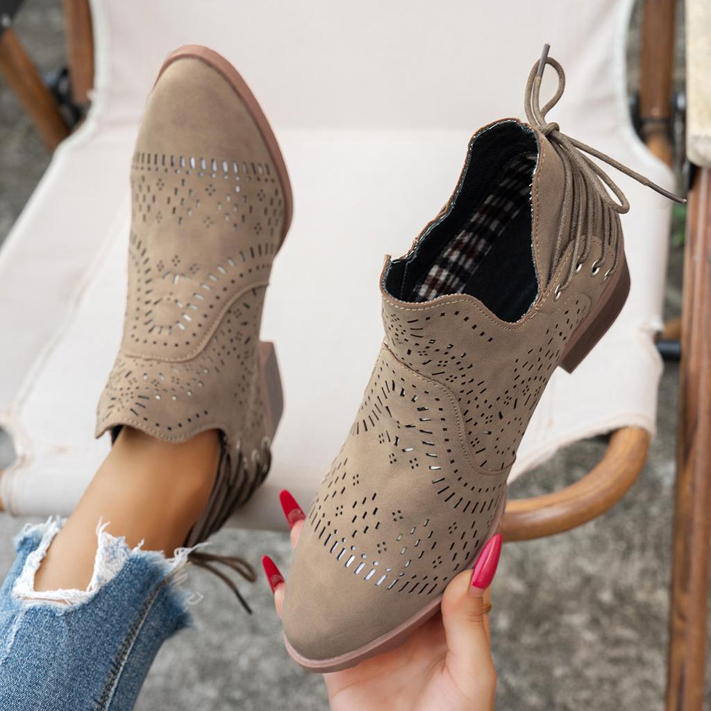 Fashion Women Wedges Ankle Boots New Summer Luxury Open Toe High Heels Shoes for Women Platform Hollow Out Casual Boots Zapatos De Mujer