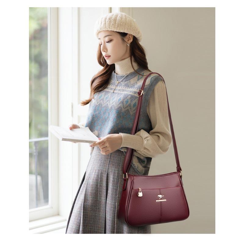 Geantă crossbody la modă pentru femei, geantă de umăr casual retro, textură din piele moale, simplitate la modă pentru femei, trend european retro