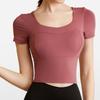 Yoga Clothes Short Sleeves Chest Pad Female Sexy Internet Celebrity Short Fitness Clothes Nude Running Sports T-shirt Quick Drying Clothes