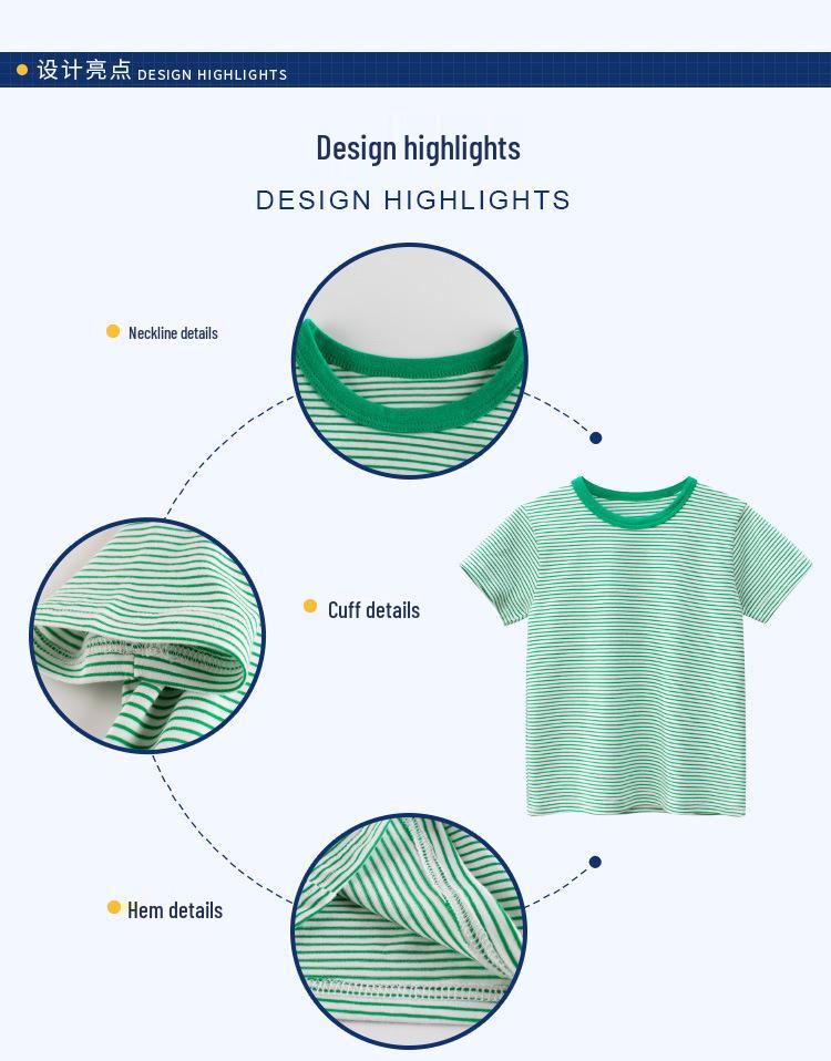 2022 Summer Korean Style Kids' Striped Short Sleeve T-shirt One Piece