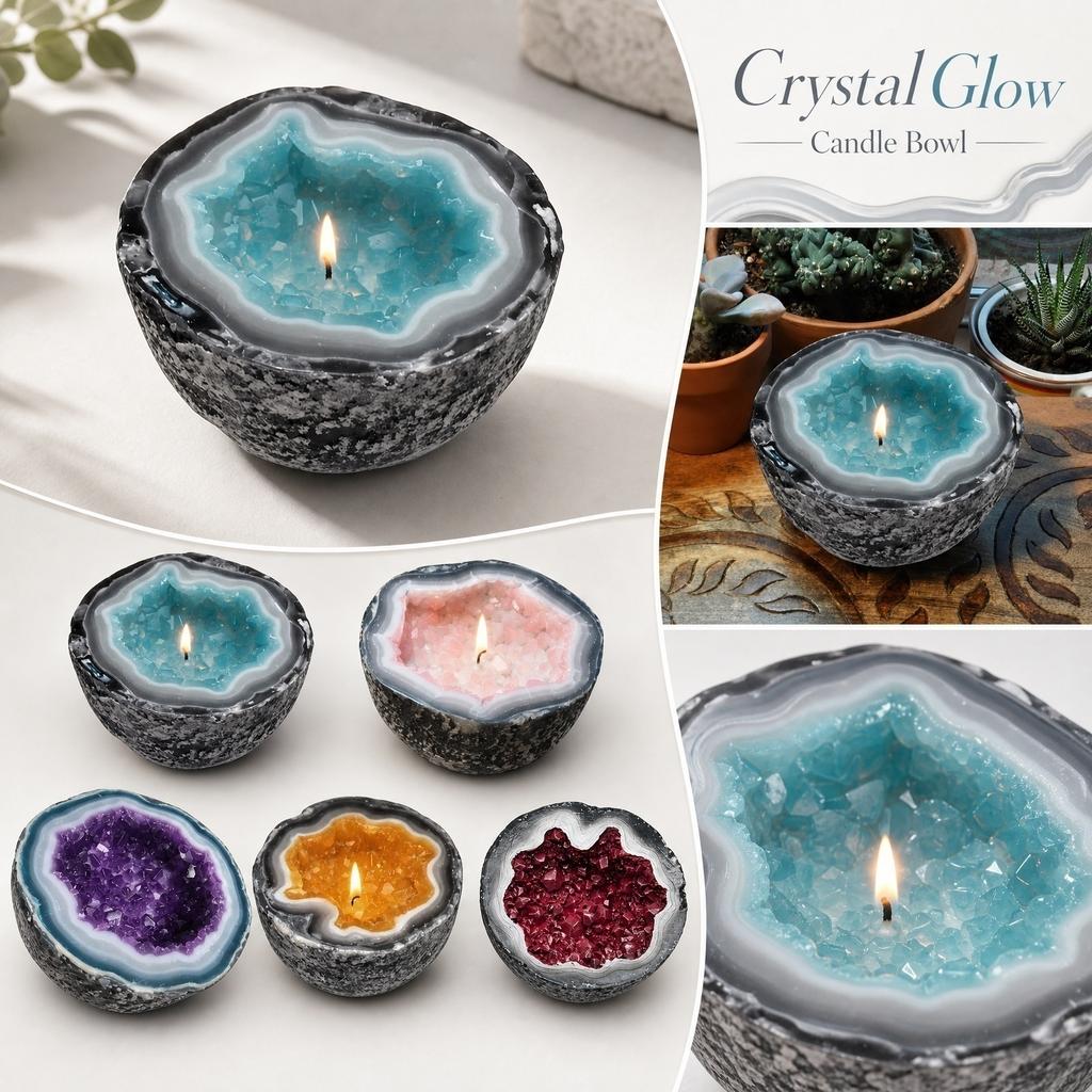 Geode Candle Bowl Resin Decorative Piece Vintage Style Resin Craft Ornament for Balcony Patio Aromatherapy Holder