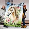 1pc Horse, Flowers, Girl Digital Printed Flannel Blanket, Super Soft Plush Fleece Bed Cover, Multipurpose Four Season Blanket for Sofa, Bed,