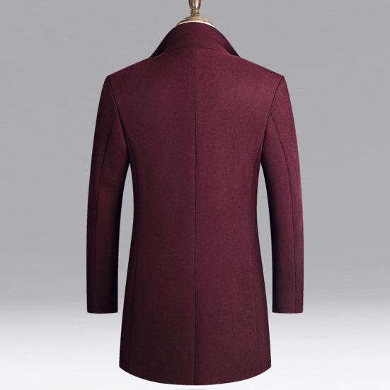 Men Trench Coat Solid Color Warm Autumn Winter Windproof Slim Jacket for Daily Wear