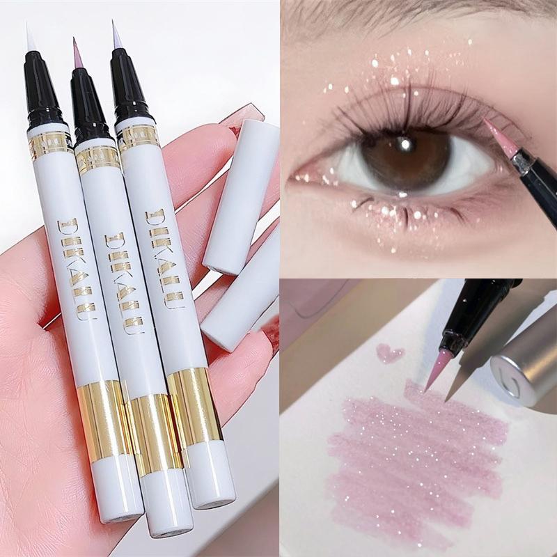 1Pc Glitter Eyeshadow Pen Matte Purple Diamond Eyeliner Pen Waterproof Highlight Brighten Silkworm Makeup Pencil Shiny Eyelids