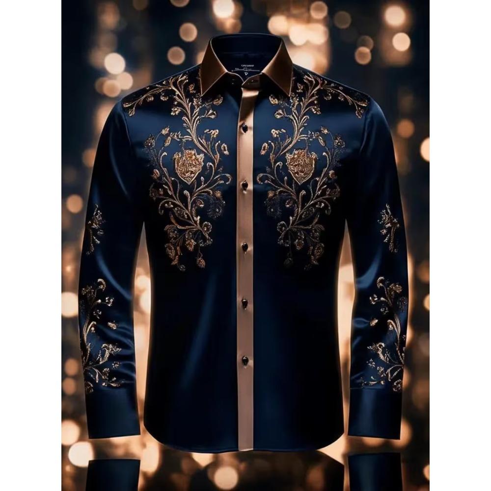 Fashion Men Black White Gradient Shirt Angel Wing Cross Graphic Long Sleeve Slim Club Punk Streetwear Dress Blouse