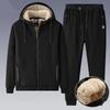 Men's Winter Plus Size Casual Warm Sets Hooded Fur Jacket + Pants Two Piece Set