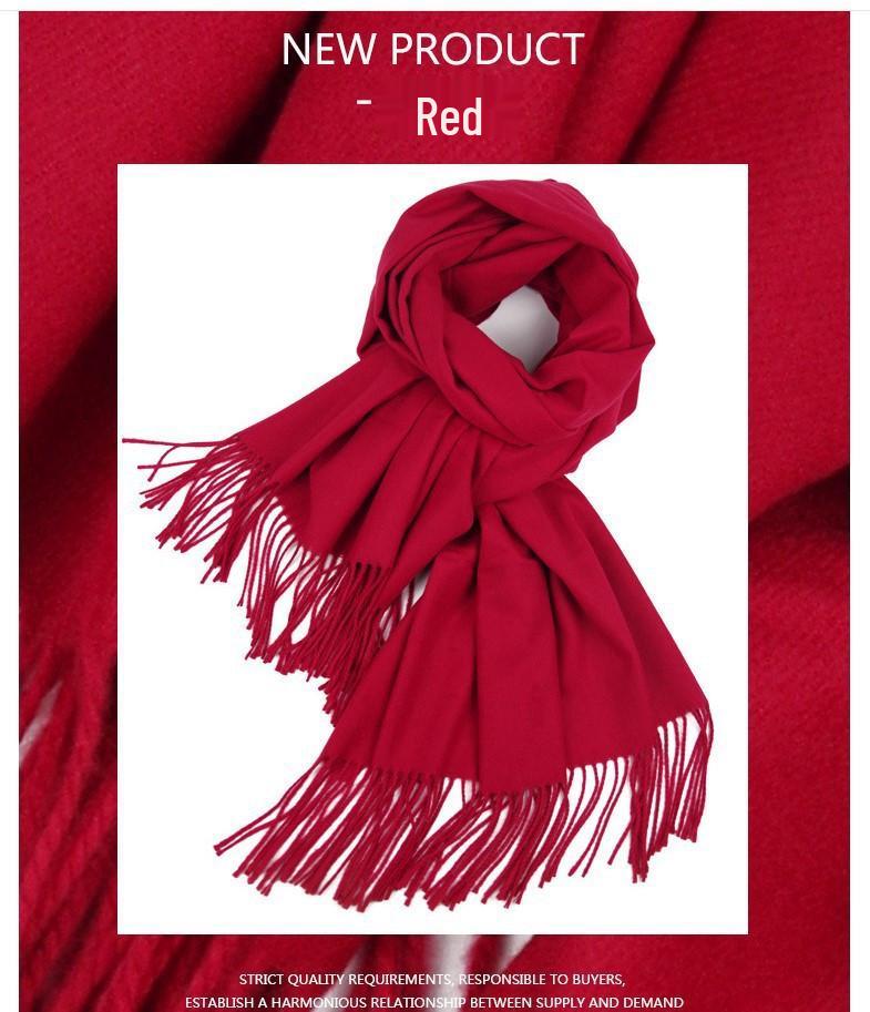 White Cashmere Scarf: Thickened, Solid Color, Versatile for Women & Men, Perfect for Autumn & Winter
