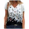 Summer V-neck Flower Pattern 3D Printed Top Fashionable Casual Short Sleeved Women's T-shirts